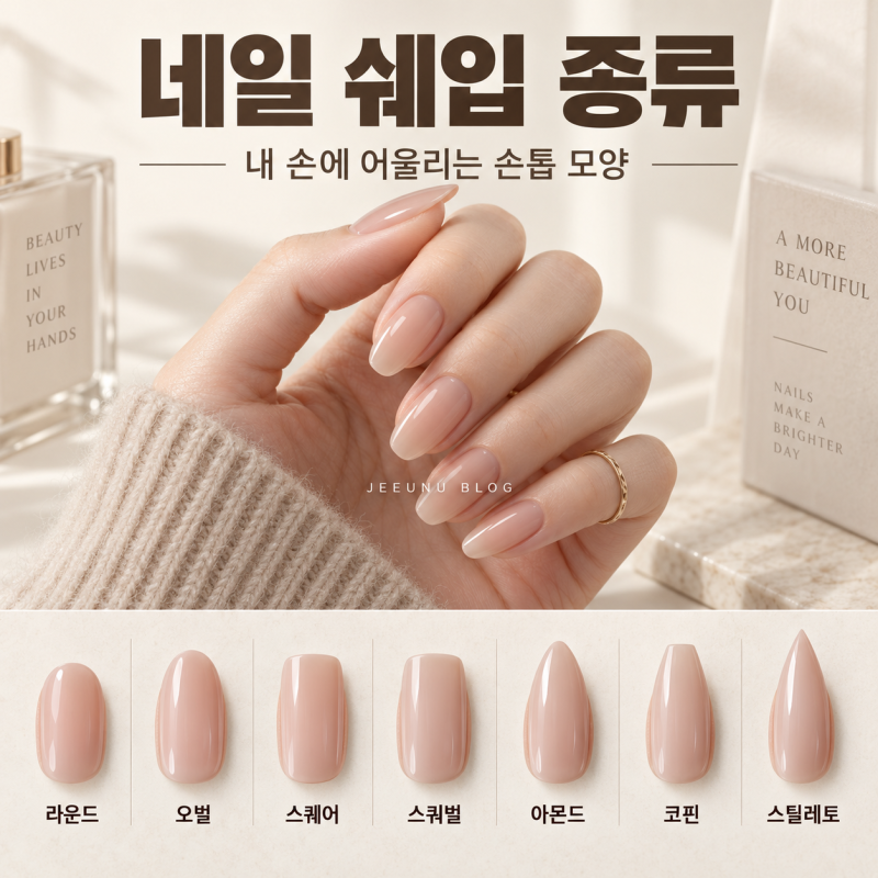 손가락이 예뻐 보이는 네일 쉐입 종류, 라운드 오벌 스퀘어 아몬드 코핀 발레리나 추천