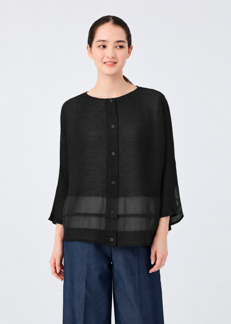 미이세이미야케 SHEER SEE-THROUGH CREPE 가디건 FO922 확보분