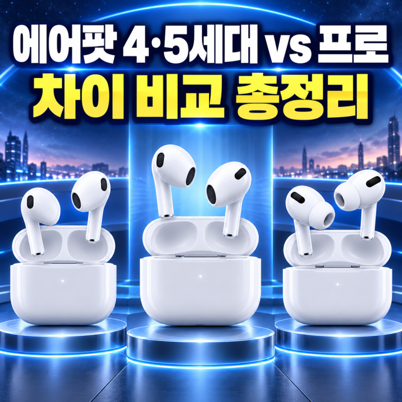 에어팟 4세대 vs 5세대 vs 에어팟 프로 차이 비교: 오픈형 ANC와 프로 라인업 완벽 가이드
