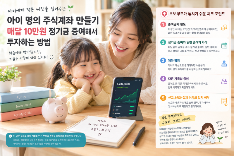 아이 명의 주식계좌 만들기｜매달 10만원 정기금 증여해서 투자하는 방법