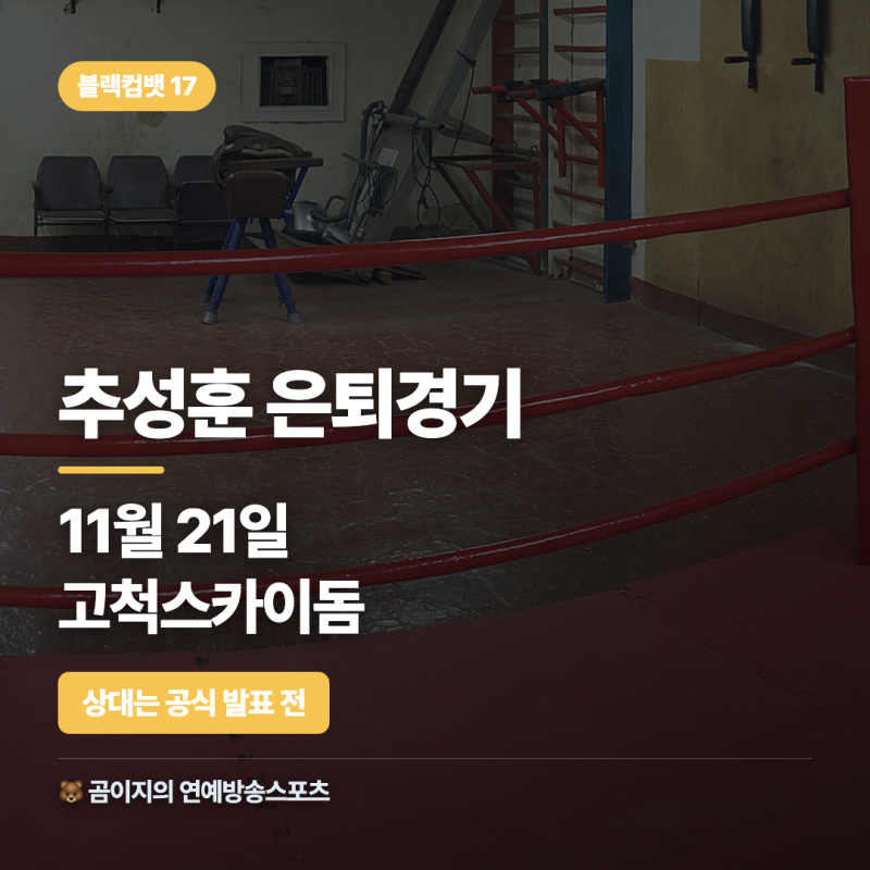 추성훈 은퇴경기 나이 상대선수 후보 경기장소는? 블랙컴뱃 17