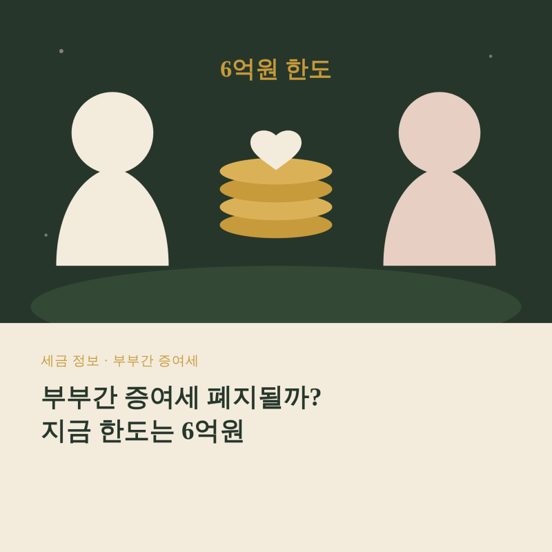 부부간 증여세 폐지될까? 증여한도 6억원 상속세까지 달라지나