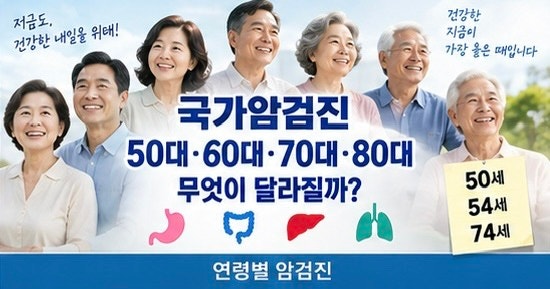 국가암검진 나이 총정리｜50대 60대 70대 80대, 위암·대장암·폐암 검진 대상과 주기 차이
