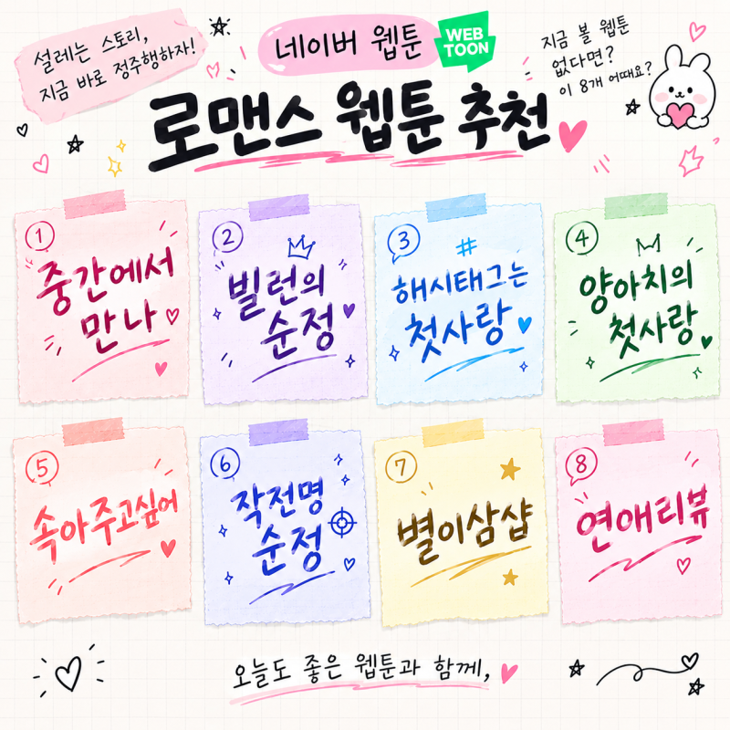 설레는 로맨스 웹툰 추천 8개｜요즘 정주행하기 좋은 네이버 웹툰 추천