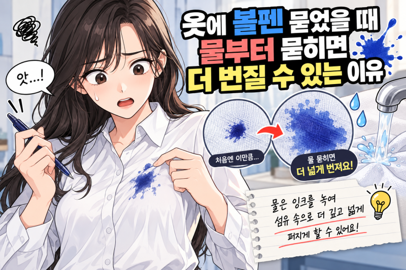 옷에 볼펜 묻었을 때 물 묻히면 망하는 이유와 완벽 제거법