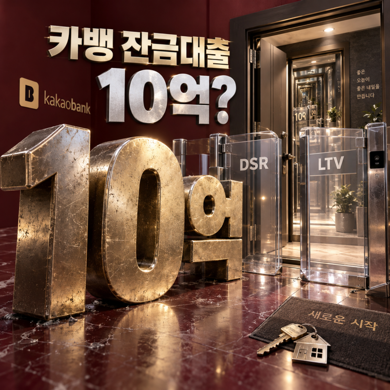 카카오뱅크 분양잔금대출 최대 10억? "나도 10억 나오겠지" 믿다간 잔금 계획 꼬이는 이유
