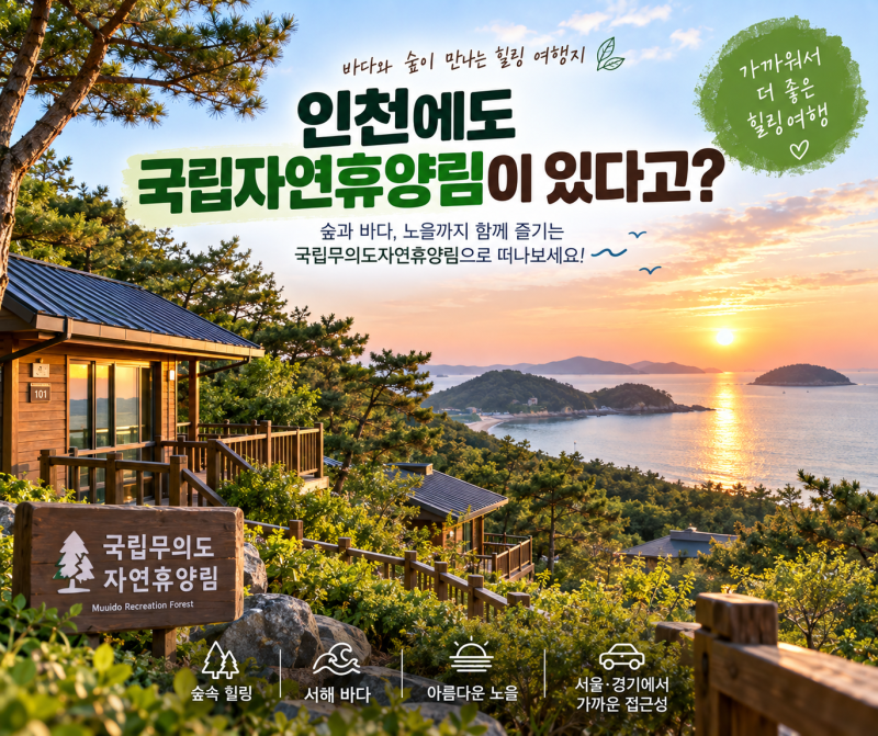 인천에도 국립자연휴양림이 있다고? 무의도 숙박요금·객실·서해 노을 여행 총정리