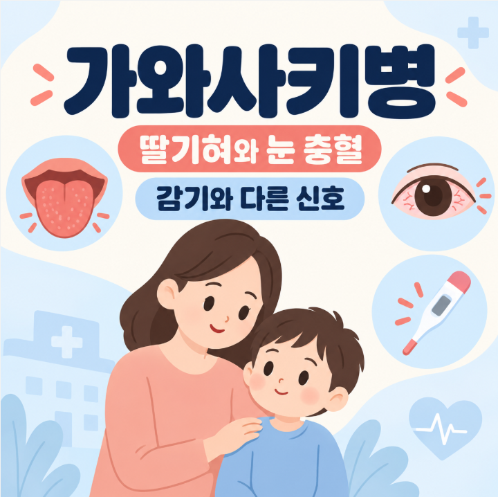가와사키병 딸기혀와 눈 충혈, 감기와 다른 초기 신호는?
