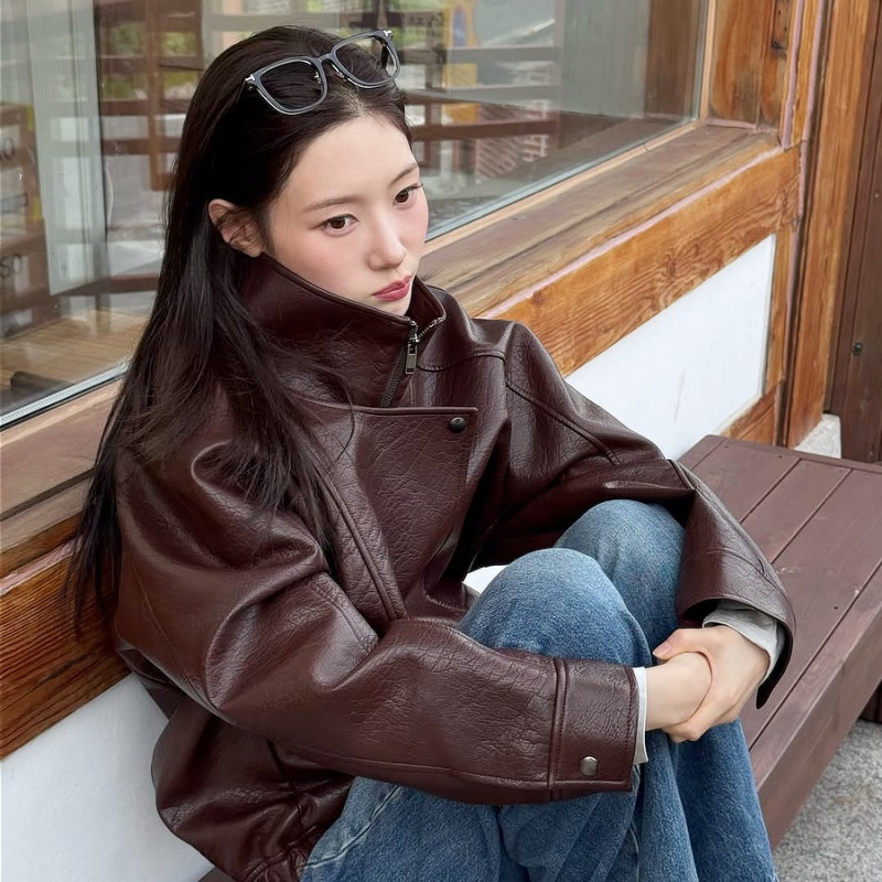 가을 데일리룩은 이렇게! 정채연 인스타 가죽자켓 코디
