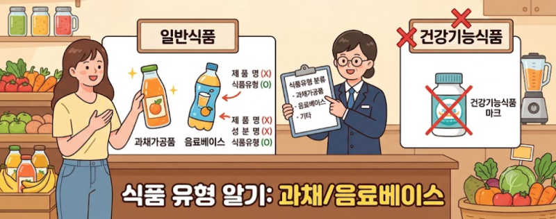 과채가공품 음료베이스, 건기식 아닌 일반식품 유형 정하기