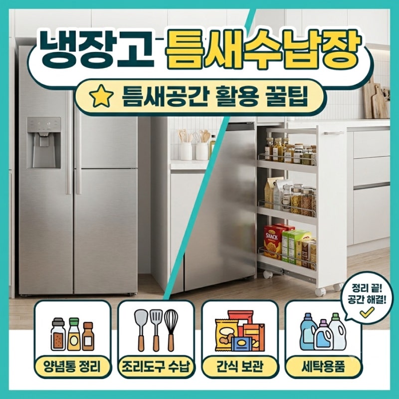 냉장고 틈새수납방법 13cm 코멧틈새수납장으로 공간활용 내돈내산 후기 장단점