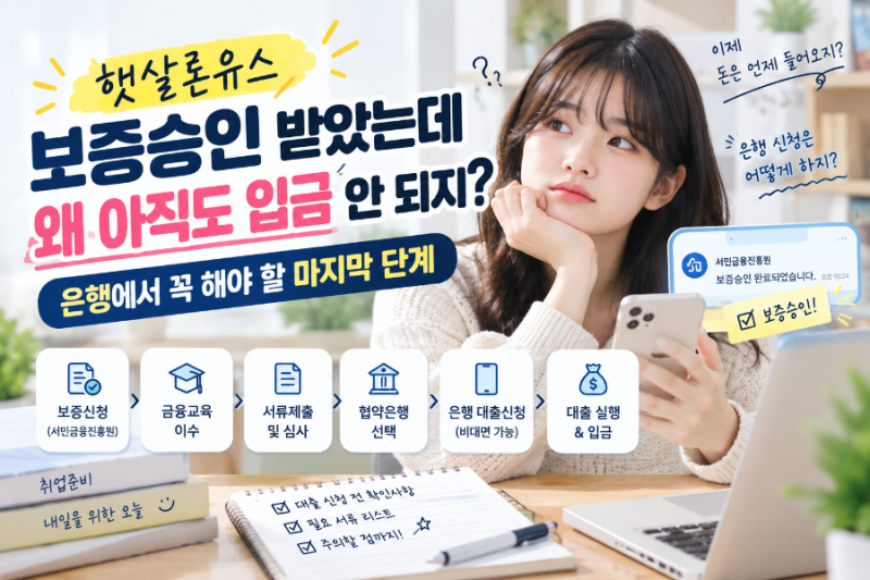 햇살론유스 은행 대출 신청 후기 이제 돈은 언제 들어오지!?