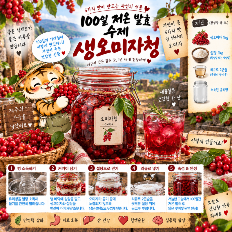 10월 제철 생오미자 요리 레시피 4종 (수제청·궁중 배채 화채·닭안심 비네그레트 샐러드·핑....