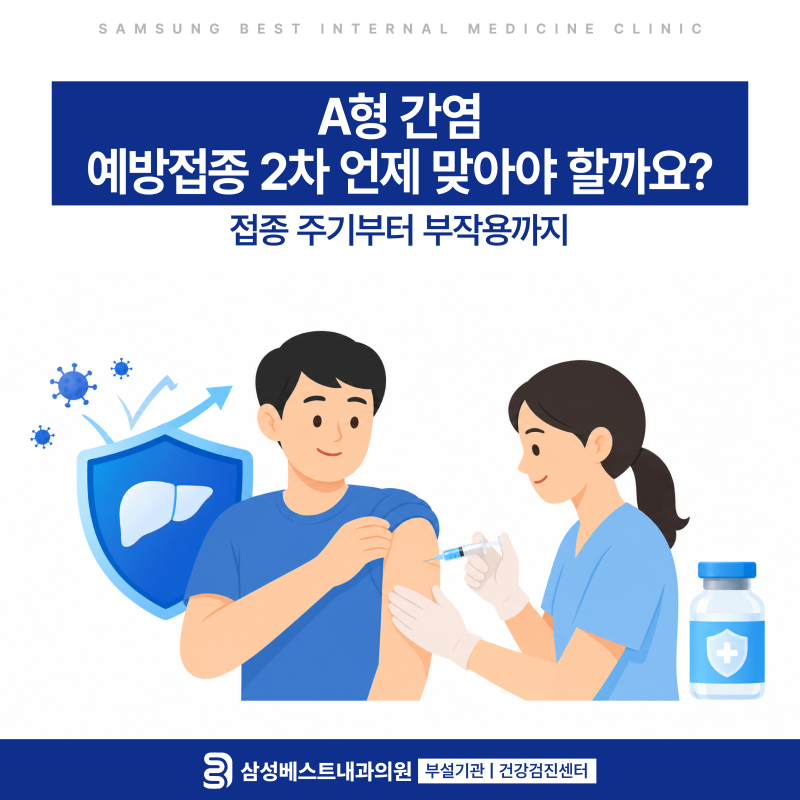 A형 간염 예방접종 2차 언제 맞아야 할까요? 접종 주기부터 부작용까지 굴포천내과에서 알려....
