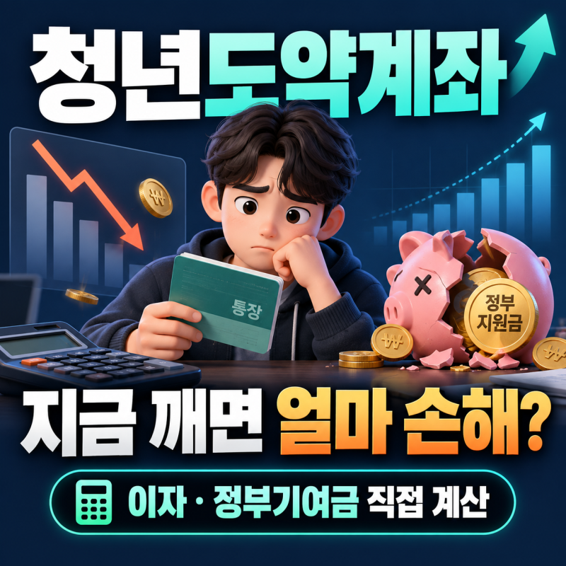 청년도약계좌 중도해지 손해액 계산, 이자·정부기여금 얼마나 줄어들까?
