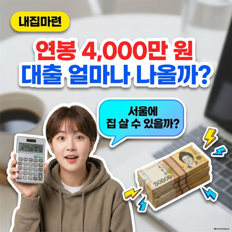 연봉 4000만원이면 주택담보대출 얼마? 한도 총정리 및 내집마련 팁