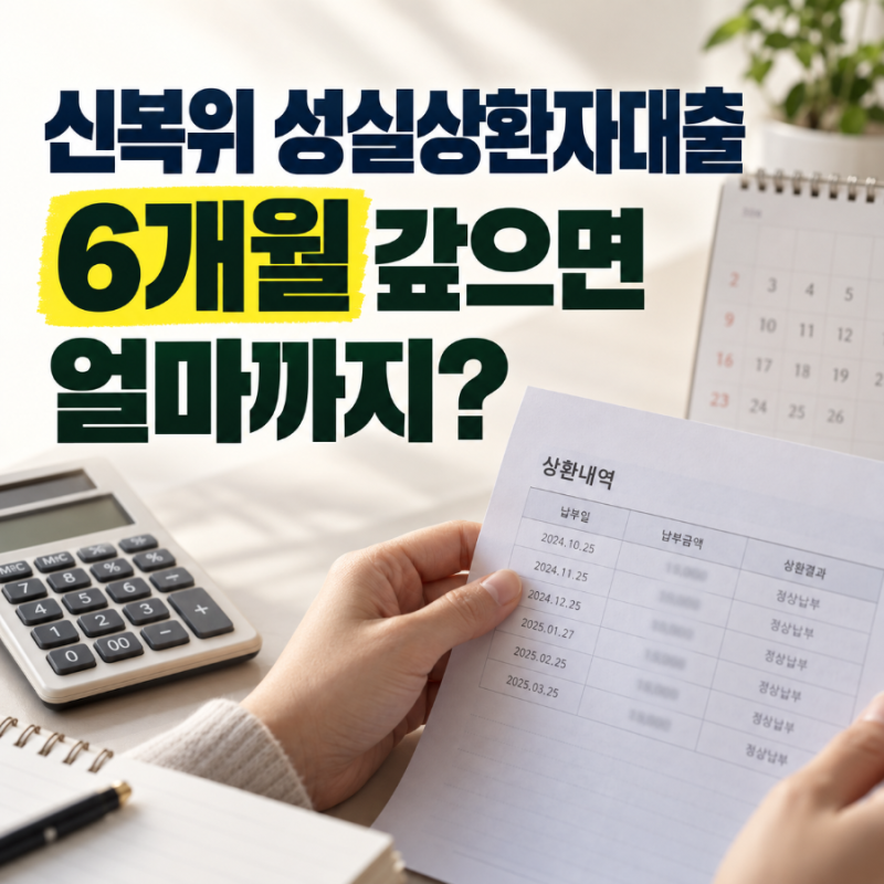 신복위 성실상환자 대출, 6개월 갚으면 얼마까지 받을 수 있을까