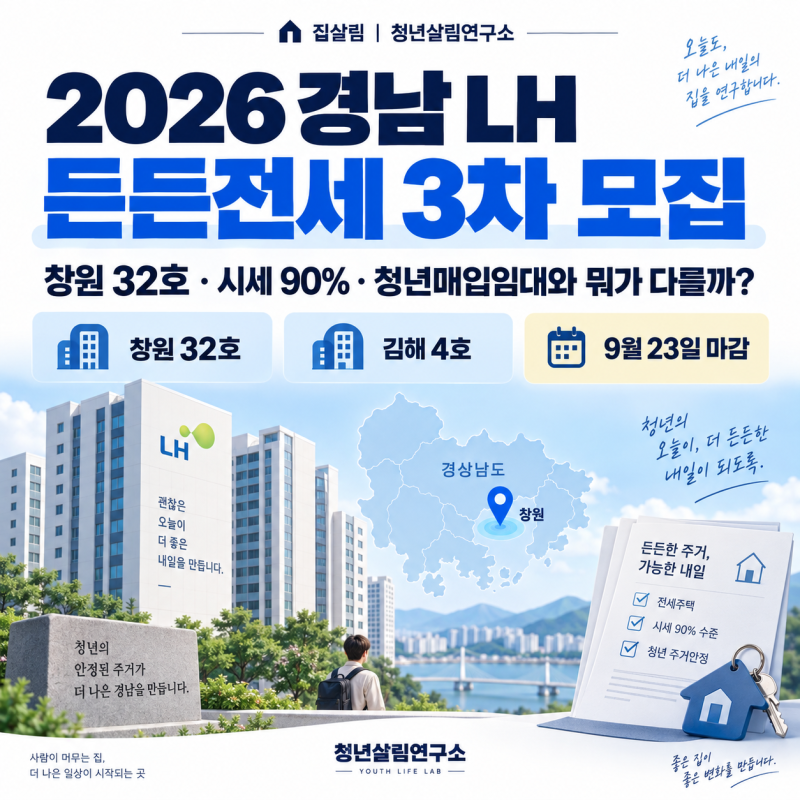 2026 경남 LH 든든전세 3차 모집｜창원 32호·시세 90%, 청년매입임대와 뭐가 다를까?