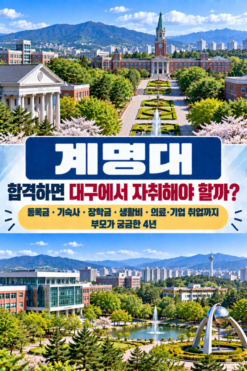 계명대 합격하면 대구에서 자취해야 할까? 등록금·기숙사·장학금·생활비·의료·기업 취업....