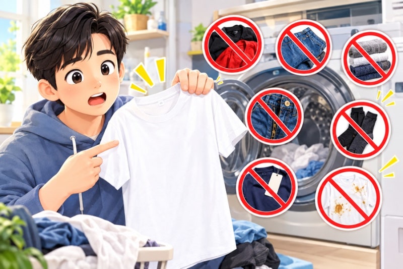 흰옷, 같이 빨면 저처럼 됩니다;; 흰 티셔츠 세탁할 때 같이 넣으면 안 되는 것 7가지