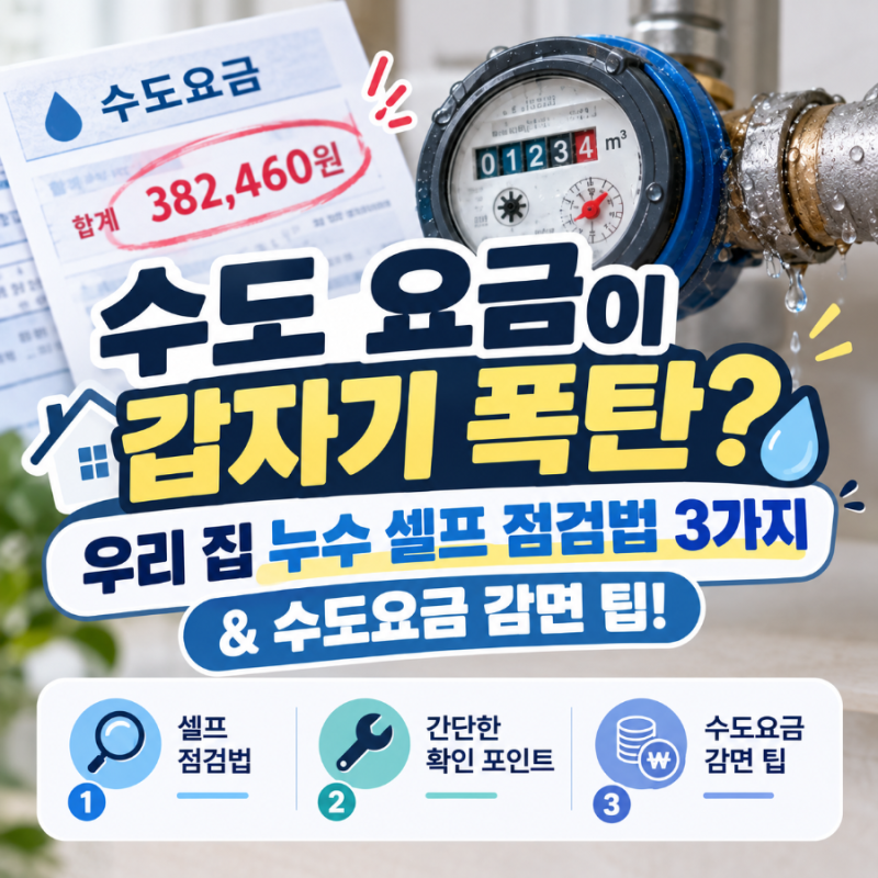 수도 요금이 갑자기 폭탄? 우리 집 누수 셀프 점검법 3가지 & 수도요금 감면 팁!