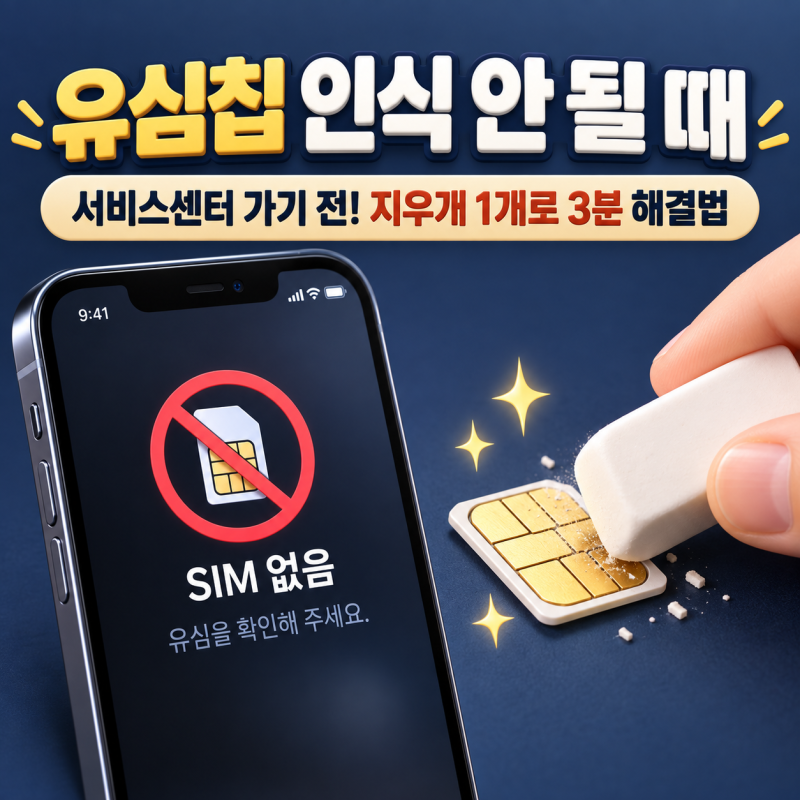 유심칩 인식 안될 때 서비스센터 가기 전 지우개 1개로 3분 만에 복구하는 법