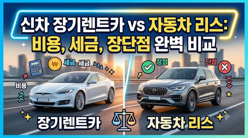 신차 장기렌트카 vs 자동차 리스 비용과 세금 및 장단점 총정리