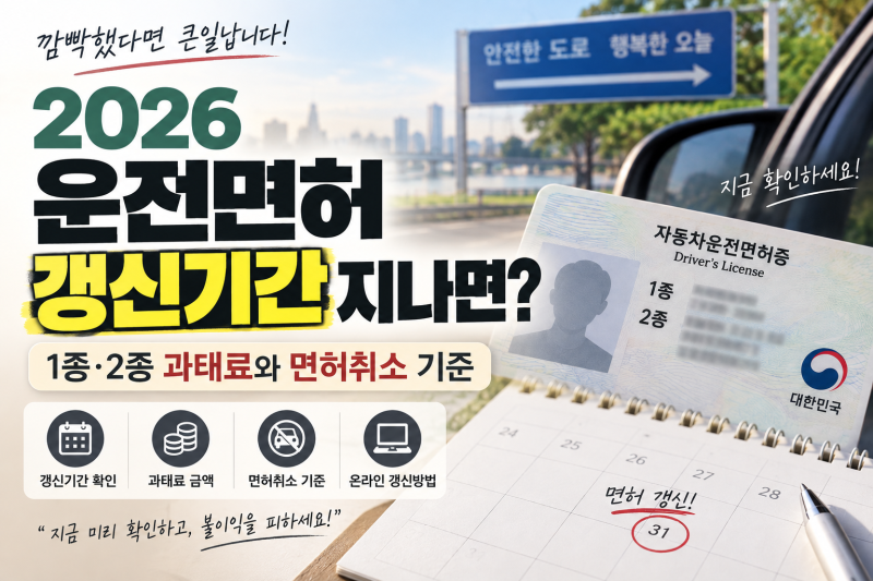 2026 운전면허 갱신기간 지나면? 1종·2종 과태료와 면허취소 기준