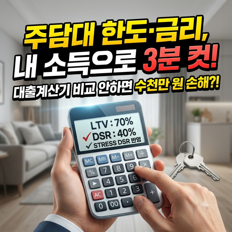 대출계산기로 주담대 비교하는 법, 금리·한도 3분 계산
