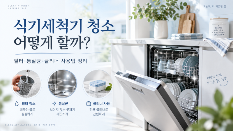 식기세척기 청소 어떻게 할까? 필터·통살균·클리너 사용법 정리
