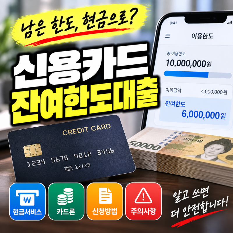 신용카드잔여한도대출, 남은 카드한도 그대로 현금으로 받을 수 있을까?