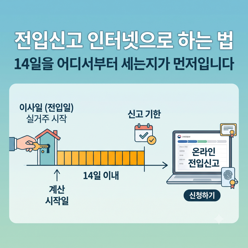 전입신고 인터넷으로 하는 법 | 14일을 어디서부터 세는지가 먼저입니다