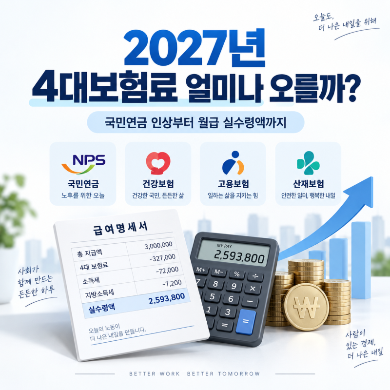 2027년 4대보험료 얼마나 오를까? 국민연금 인상부터 월급 실수령액까지