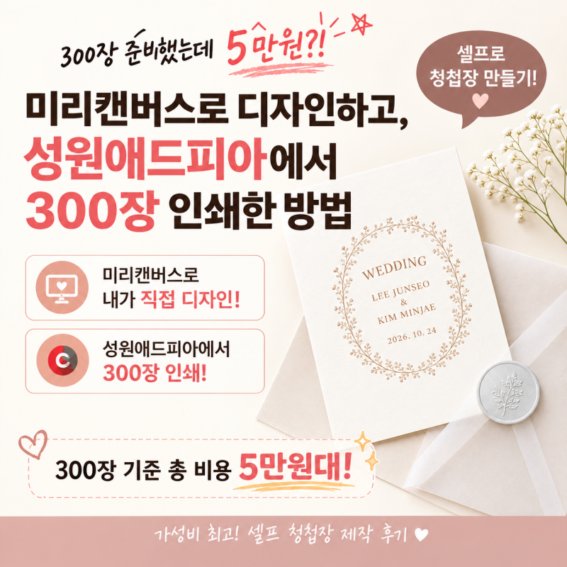 [ 종이 청첩장, 셀프 제작 방법①]_ 미리캔버스, 성원애드피아