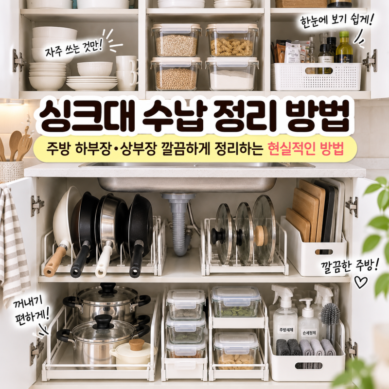 싱크대 수납 정리 방법｜주방 하부장·상부장 깔끔하게 정리하는 현실적인 방법