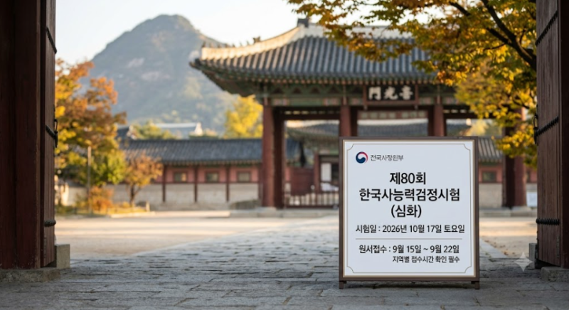 2026 한능검 시험일정 총정리｜80회 원서접수·지역별 접수시간·시험일·81회 일정