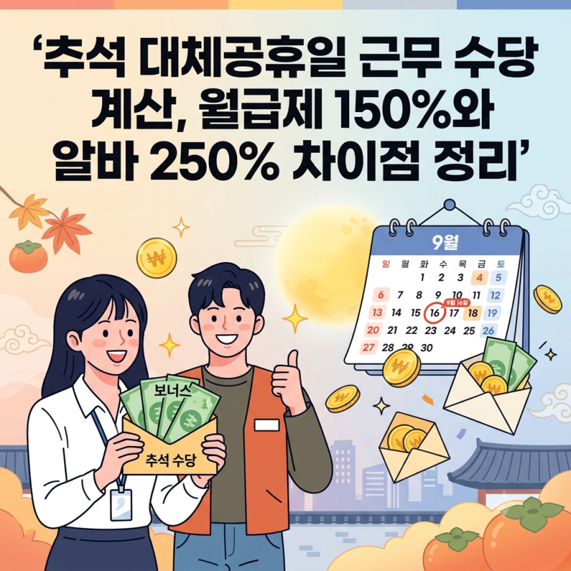 2026 추석 대체공휴일 유급수당 계산법 및 휴일근로수당 지급 기준 총정리