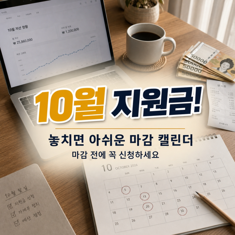 2026년 10월 지원금 캘린더, 신청 마감일 한눈에 보기