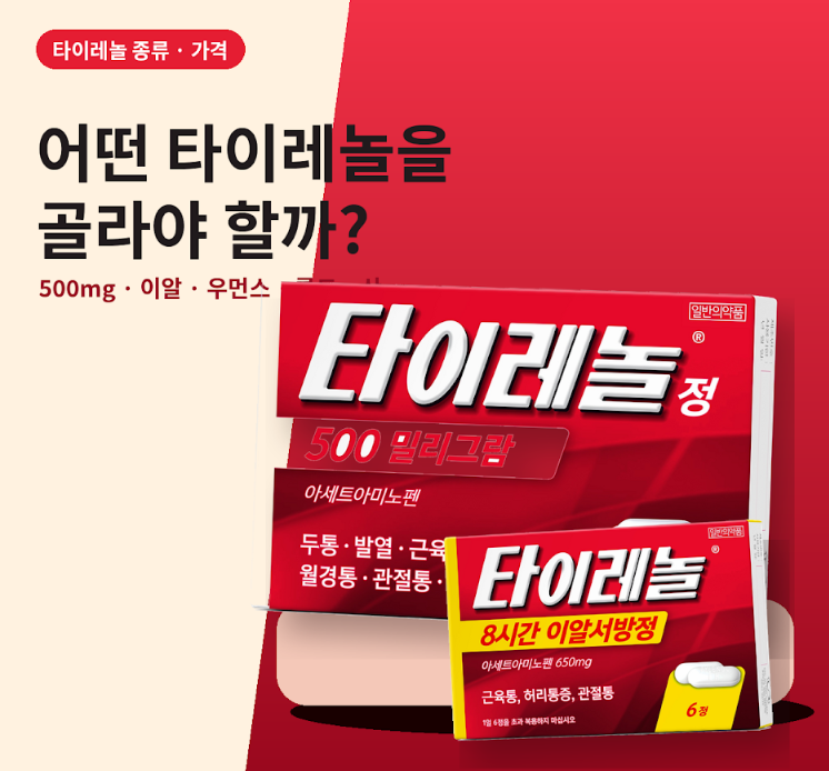 타이레놀 종류·가격 비교｜500mg·8시간 이알·우먼스·콜드·산 차이