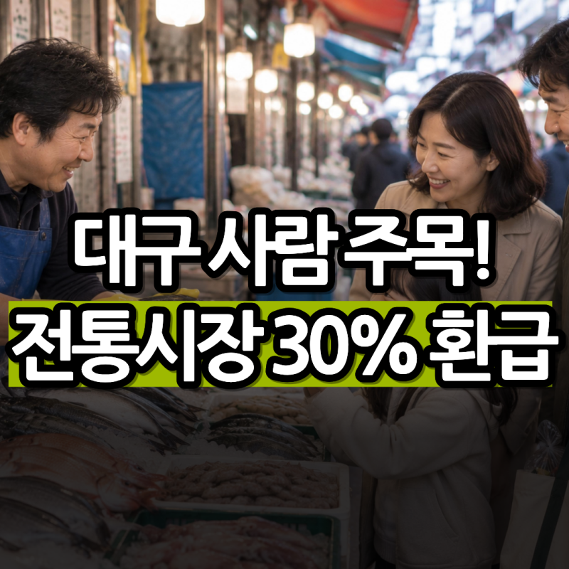 대구 사람 주목! 단, 5일간 온누리상품권 30% 환급 행사 2026 추석 전통시장 (서문·칠성·번개·....