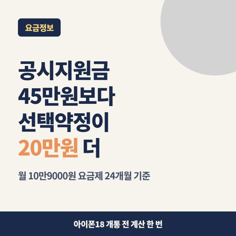 아이폰18 공시지원금보다 선택약정이 20만원 더 남는 계산