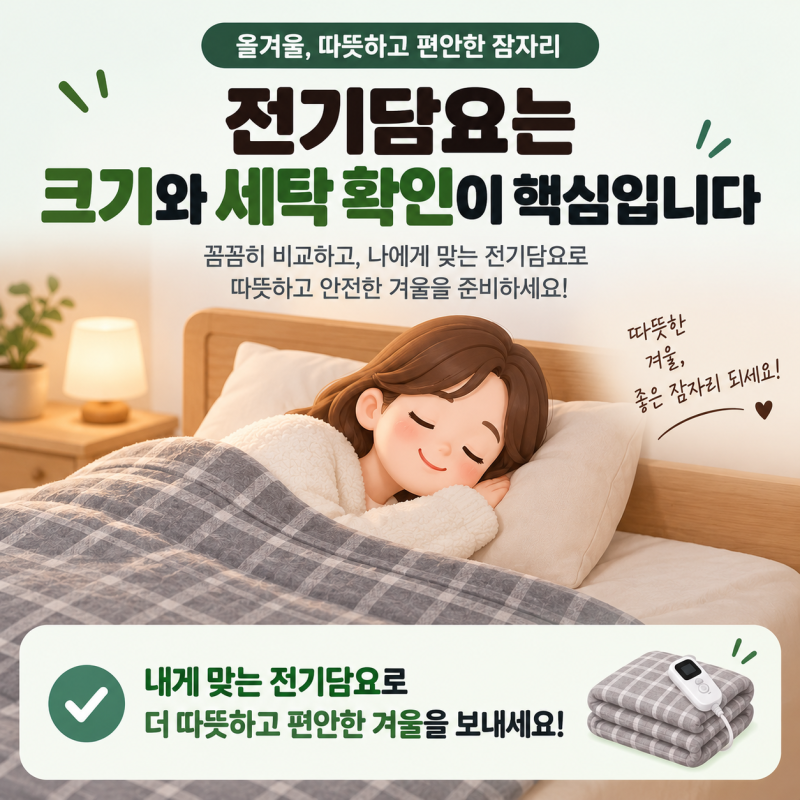 겨울 전기담요 고를 때 크기와 세탁 가능 여부 확인법