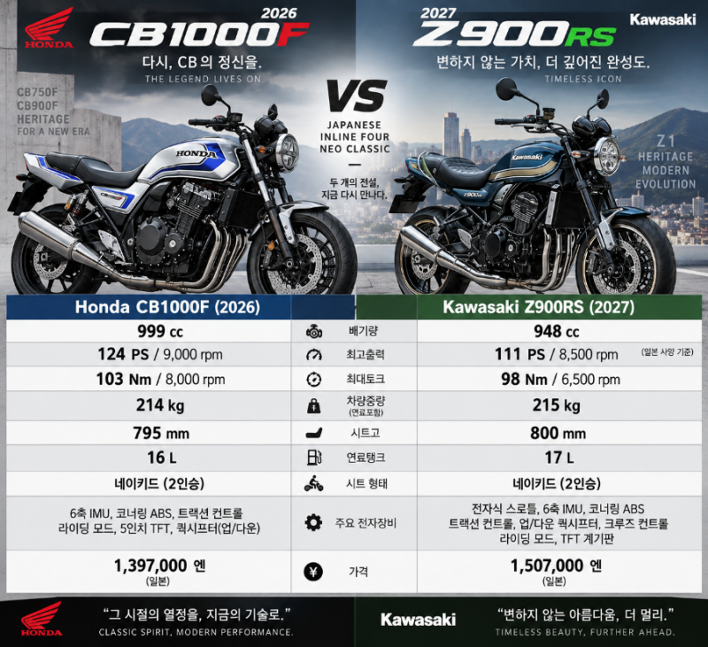 혼다 cb1000f vs 가와사키 z900 rs (추성훈바이크)