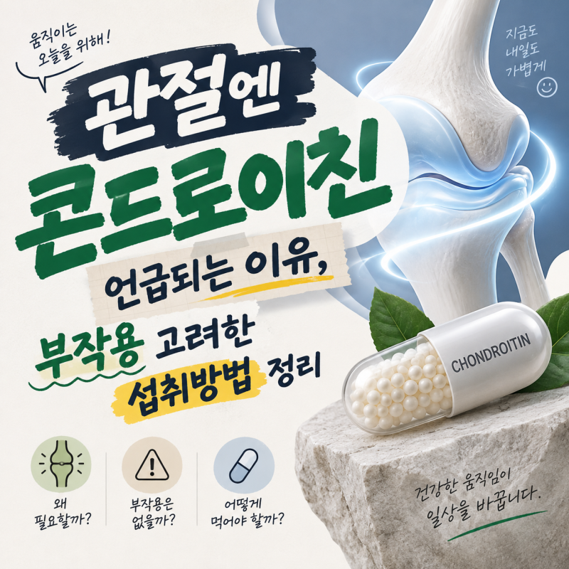 관절엔 콘드로이친 언급되는 이유, 부작용 고려한 섭취방법 정리