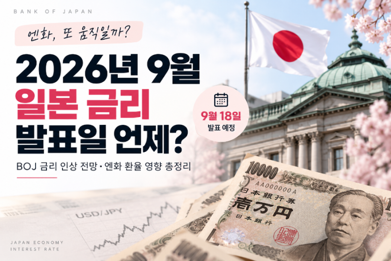 일본 금리 발표일 언제? 2026년 9월 BOJ 금리 인상 전망·엔화 환율 영향 총정리