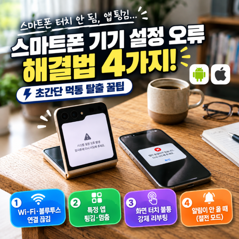 [정보] 스마트폰 터치 안 됨, 앱 튕김 해결법 4가지! (초간단 먹통 탈출 꿀팁)