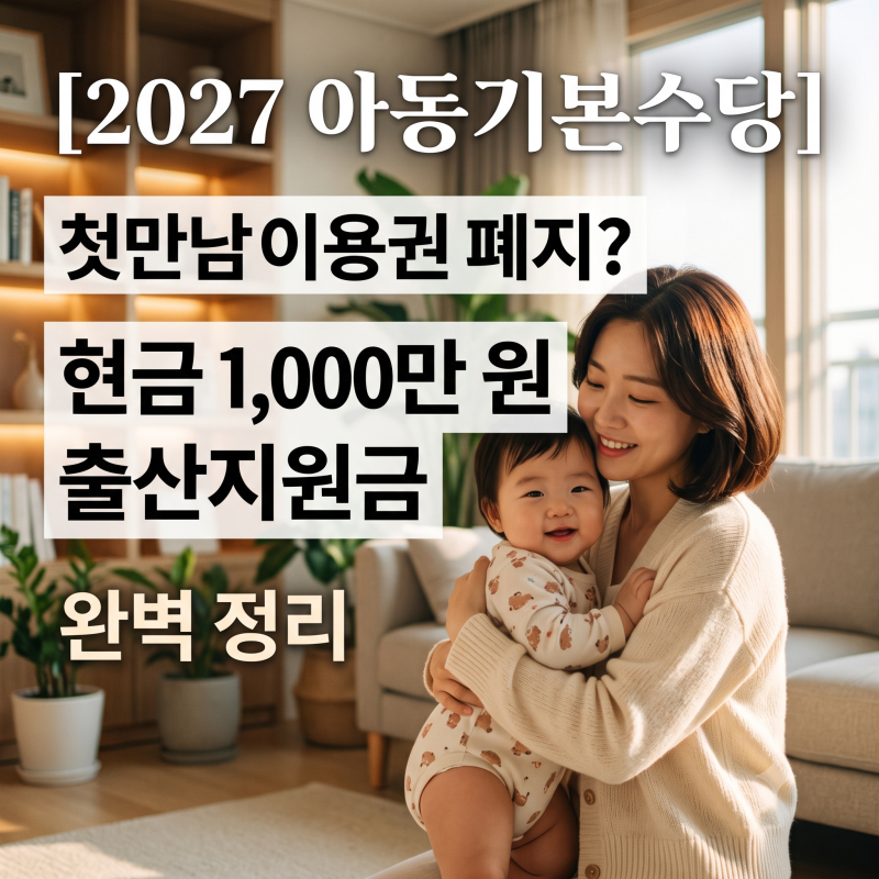2027 출산혜택 첫째 1000만원 팩트와 가정보육 수당 30만원