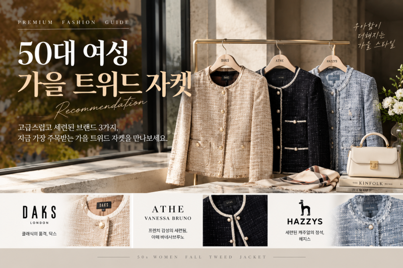 50대 여성 트위드 자켓, 이렇게 고르세요｜가을 브랜드 추천 4가지 와 코디까지 「가을 아우....