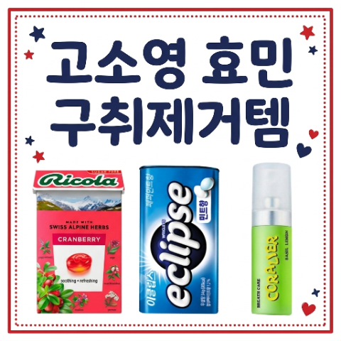 고소영 효민 가방 속 구취 제거템. 구강 스프레이, 이클립스, 리콜라 캔디. 무알콜 무설탕