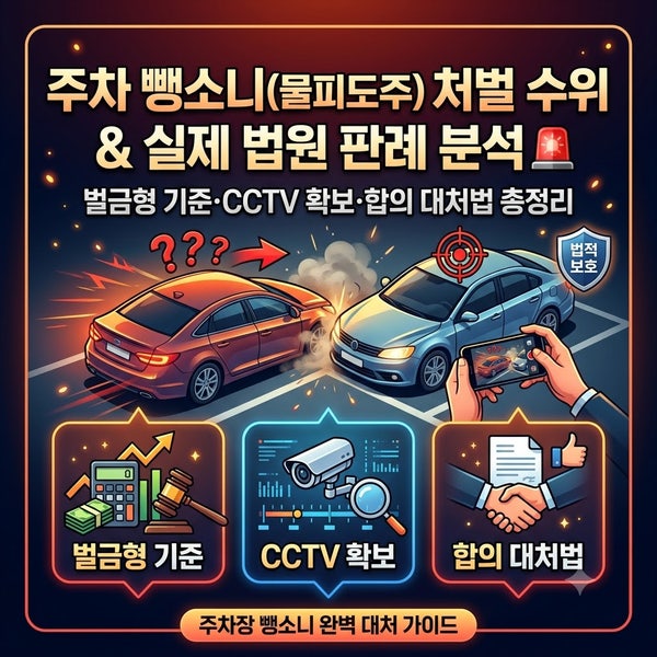 주차 뺑소니(물피도주) 처벌 수위 & 실제 법원 판례 분석: 벌금형 기준·CCTV 확보·합의 대처법....